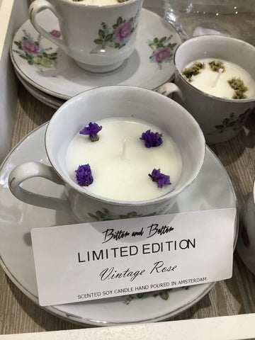 VINTAGE ROSE-Bitter and Better-candle,highly scented candle,lifestyle,potpourri,soja wax,soja wax kaars,soy candle,soy wax candle,sustainable,vintage teacup