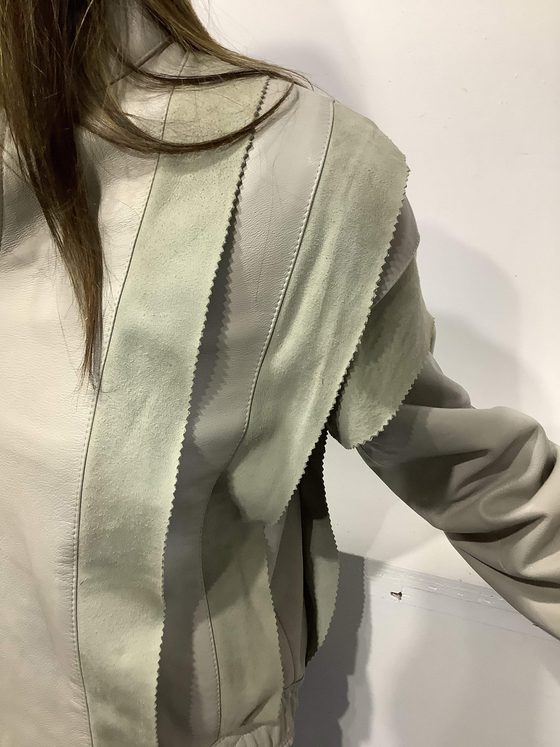 GREY-Bitter and Better-90s,asymmetric,fashion,grey jacket,jacket,Leather,leather jacket,leren jas,sustainable,vintage